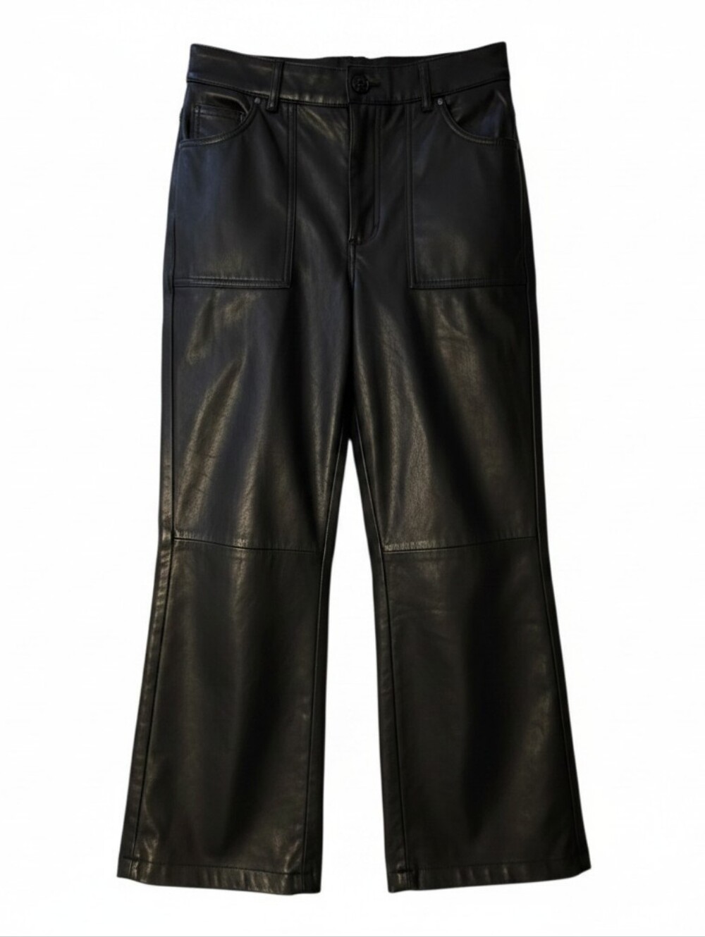 Loft The Palmer Wide Leg  Black Faux Leather Wide Leg Pants